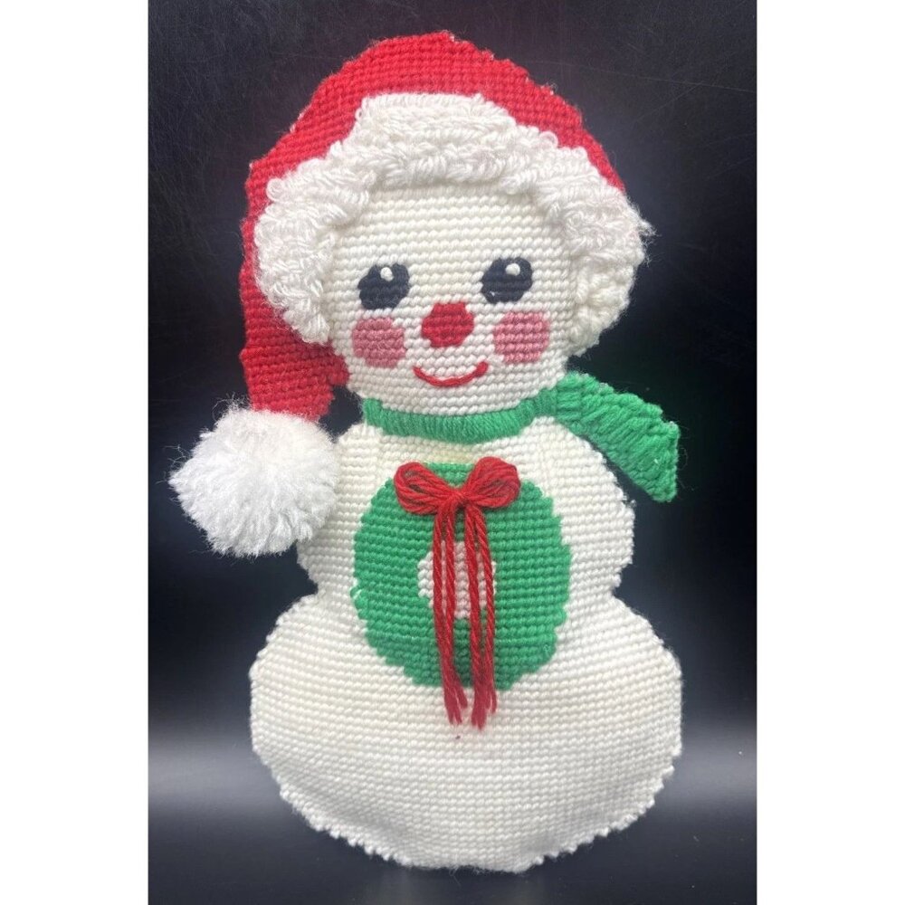 VTG Handmade Christmas Snowman Wall Table Decoration 12” Completed